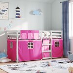 vidaXL Lit superposé avec rideaux rose 90x190 cm bois pin massif