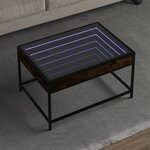 vidaXL Table basse avec LED infini chêne fumé 70x50x41 cm