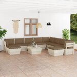 vidaXL Salon de jardin palette 11 Pièces avec coussins Épicéa imprégné
