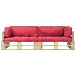vidaXL Canapés de jardin palette 2 Pièces avec coussins rouge Bois de pin