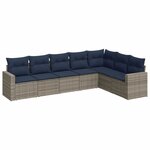 vidaXL Salon de jardin 7 Pièces avec coussins gris résine tressée