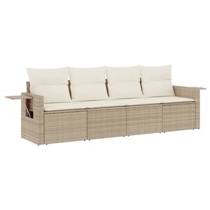 vidaXL Salon de jardin avec coussins 4 Pièces beige résine tressée