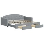 vidaXL Lit de jour avec gigogne et tiroirs gris clair 90x190 cm tissu
