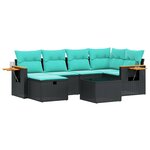 vidaXL Salon de jardin 7 Pièces avec coussins noir résine tressée