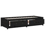 vidaXL Lit de jour Noir 75x190 cm Petit simple Bois de pin massif