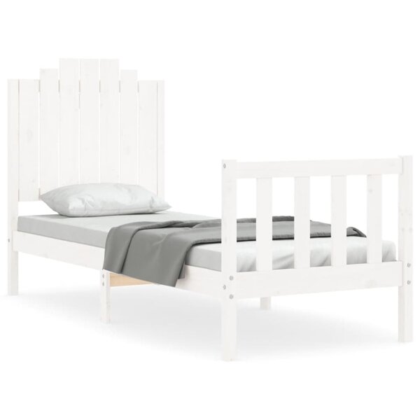 vidaXL Cadre de lit avec tête de lit blanc petit simple bois massif