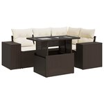 vidaXL Salon de jardin avec coussins 5 Pièces marron résine tressée