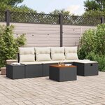 vidaXL Ensemble de canapé de jardin avec coussin 6 Pièces Noir Poly rotin