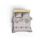 Parure de lit - housse de couette 220 x 240 + 2 taies d'oreiller 60 x 60 coton renforcé - Brun
