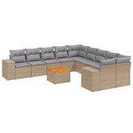 vidaXL Salon de jardin 11 Pièces avec coussins beige résine tressée