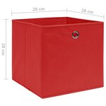 vidaXL Boîtes de rangement 4 Pièces Tissu intissé 28x28x28 cm Rouge