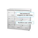 Bloc collectif Leabox  3x3  grade 3  simple face  extérieur  fixation murale  blanc neige ral 9016 finition brillante