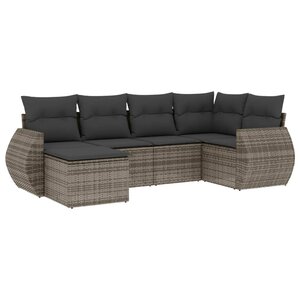 vidaXL Salon de jardin 6 Pièces avec coussins gris résine tressée