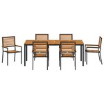 vidaXL Ensemble de salle à manger pour jardin 7 Pièces Noir