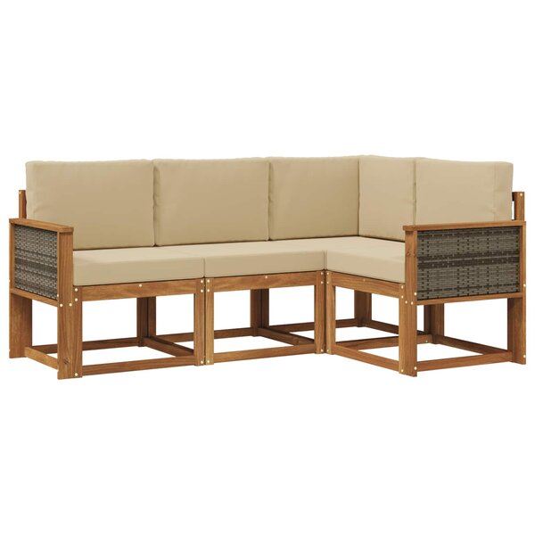 vidaXL Ensemble de canapés d'extérieur 4 pc Naturel et Beige Polyester