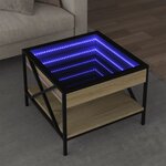 vidaXL Table basse avec LED infini chêne sonoma 50x50x38 cm