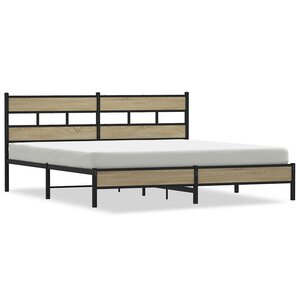 vidaXL Cadre de lit en métal sans matelas chêne sonoma 193x203 cm