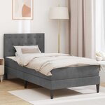 vidaXL Cadre de lit avec matelas Gris foncé 90 x 200 cm Velours