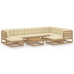 vidaXL Salon de jardin 10 Pièces avec coussins Marron miel Bois de pin