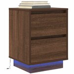 VidaXL Tables de chevet avec lumières LED 2Pièces chêne marron 38x34x50cm