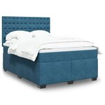 vidaXL Sommier à lattes de lit et matelas bleu 140x200 cm velours