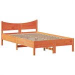 vidaXL Cadre de lit sans matelas cire marron 135x190cm bois pin massif