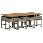 vidaXL Ensemble à manger de jardin 9 Pièces coussins gris résine tressée