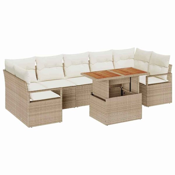 vidaXL Ensemble de canapé de jardin 8 Pièces Beige Poly rotin