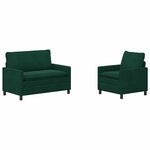 vidaXL Ensemble de Canapés 2 Pièces Vert foncé Velours