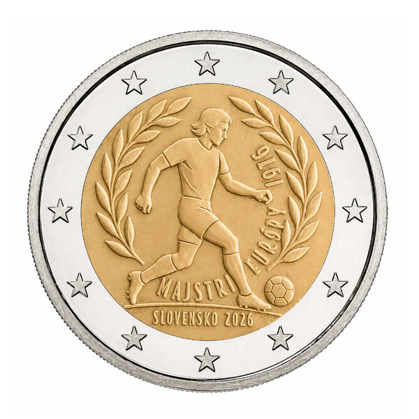 2 euros commémorative Slovaquie 2026 - Champion d'Europe de Football.