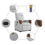 vidaXL Fauteuil de massage inclinable gris nuage tissu