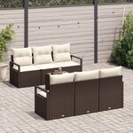 vidaXL Ensemble de canapé de jardin 7 Pièces Marron et Crème polyrotin