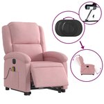 vidaXL Fauteuil inclinable de massage électrique rose velours