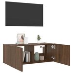 vidaXL Meuble TV mural avec lumières LED chêne marron 80x35x31 cm