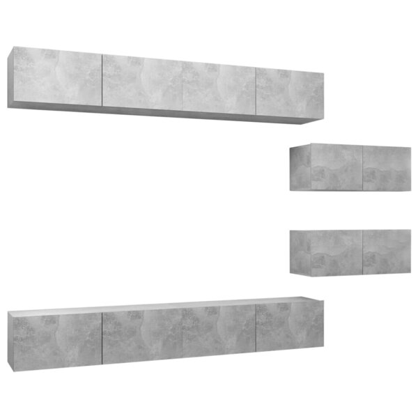 vidaXL Ensemble de meubles TV 6 Pièces Gris béton Bois d'ingénierie