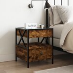 vidaXL Table de chevet avec LED infini chêne fumé 40x40x51 cm