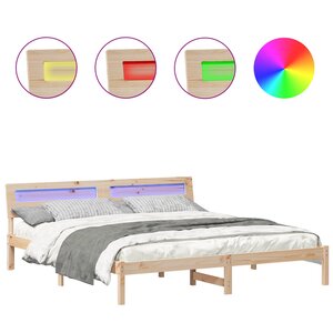 vidaXL Cadre de lit avec tête de lit Marron 180 x 200 cm Pin massif