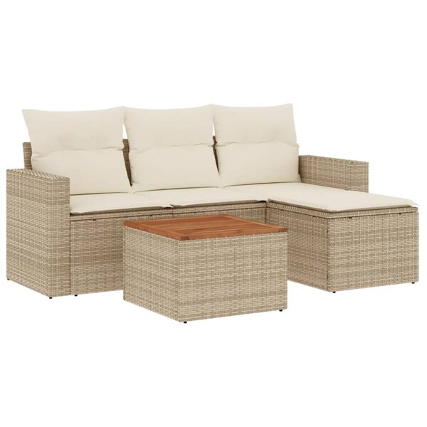 vidaXL Salon de jardin avec coussins 5 Pièces beige résine tressée