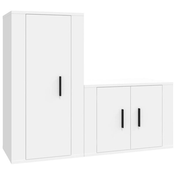 vidaXL Ensemble de meubles TV 2 Pièces Blanc Bois d'ingénierie