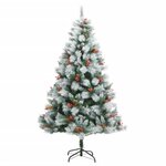 vidaXL Sapin de Noël artificiel avec pommes de pin et baies 210 cm