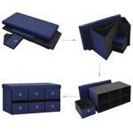 vidaXL Banc de rangement pliable Bleu 76x38x38 cm Faux lin