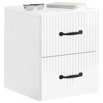 vidaXL Cabinet de chevet mural Blanc brillant 34 5 x 33 x 40 cm