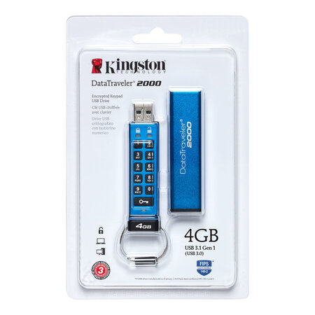 Clé USB 3.1 sécurisée Kingston DataTraveler 2000 - 128Go - La Poste