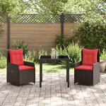 vidaXL Ensemble de salle à manger pour jardin 3 Pièces Marron Poly rotin