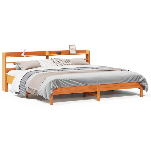 vidaXL Cadre de lit sans matelas cire marron 200x200cm bois pin massif