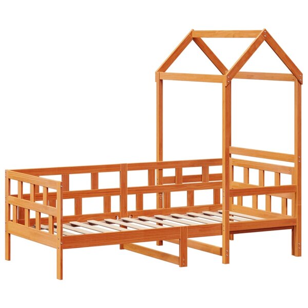 vidaXL Lit de jour avec toit cire marron 80x200 cm bois massif de pin