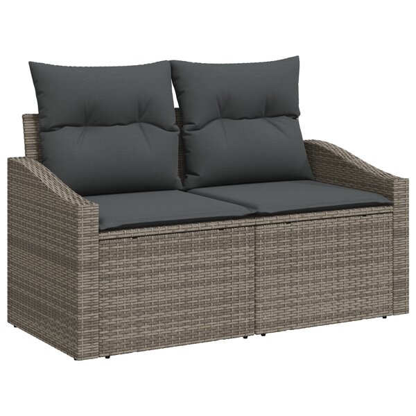 vidaXL Ensemble de Canapé de Jardin 7 pièces avec coussins Gris en Poly Rotin