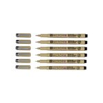 Lot de 6 fineliners noirs Sakura Pigma Micron – tailles 005 à 08