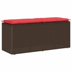 vidaXL Banc de jardin avec coussin marron 110x40x44 cm résine tressée