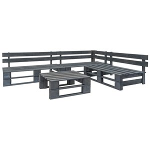vidaXL Salon de jardin palette 4 Pièces Bois Gris